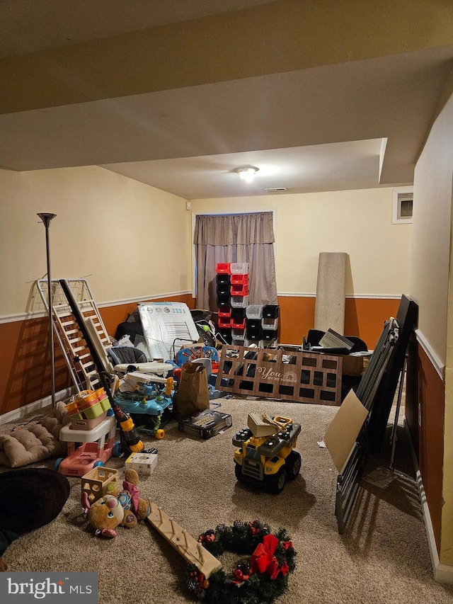 basement featuring carpet floors