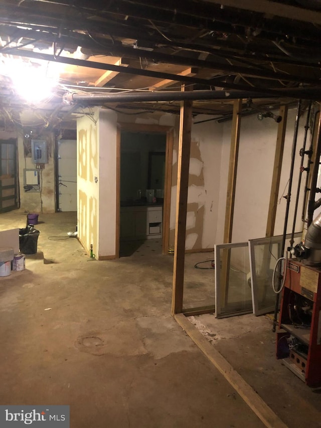 basement with electric panel