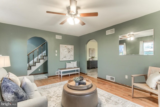 living room with hardwood / wood-style floors