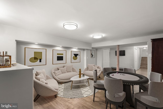 living room featuring light hardwood / wood-style flooring