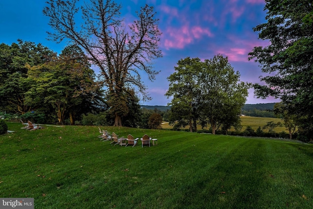 view of yard at dusk