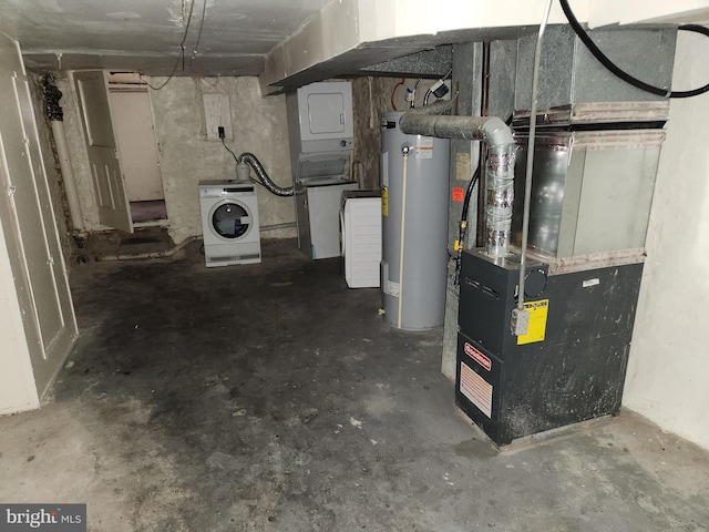 502 Brunswick St, Baltimore, MD 21223 - unfinished basement featuring water heater and heating unit