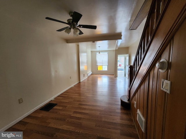502 Brunswick St, Baltimore, MD 21223 - foyer featuring dark wood-type flooring, ceiling fan, and baseboards