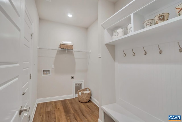 mudroom featuring hardwood / wood-style floors