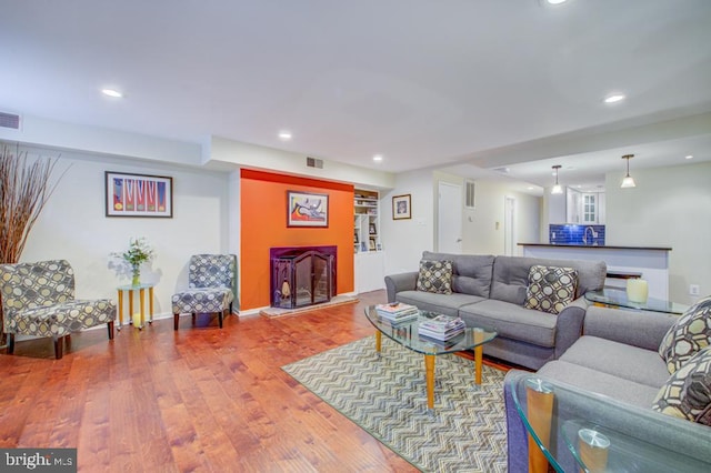 living room featuring hardwood / wood-style flooring