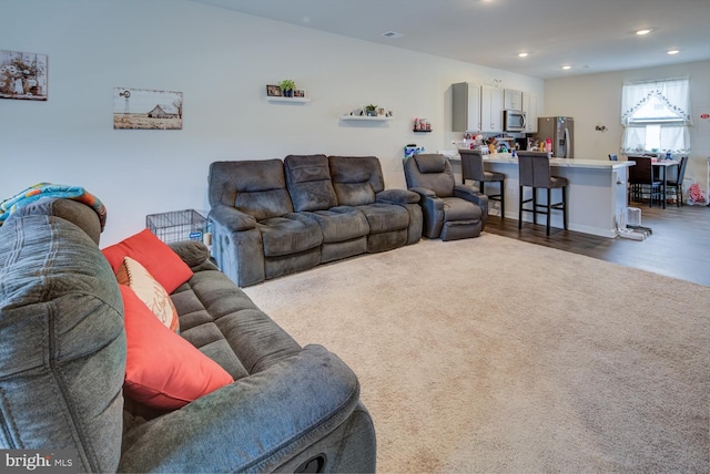 living room featuring dark hardwood / wood-style floors