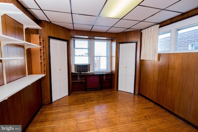 2217 N 59th St, Philadelphia, PA 19131 - unfurnished office with wood finished floors, wooden walls, and a drop ceiling