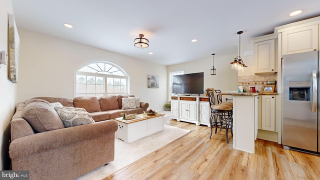 living room featuring light hardwood / wood-style flooring