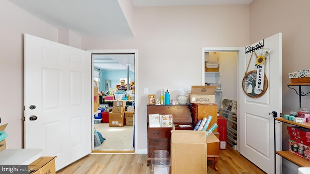 interior space with light hardwood / wood-style floors