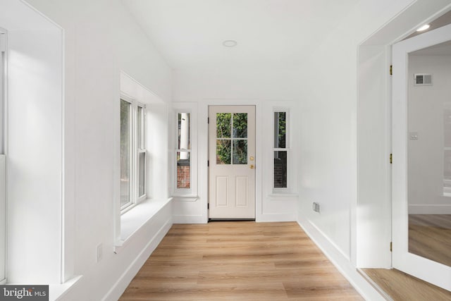 interior space with light hardwood / wood-style flooring