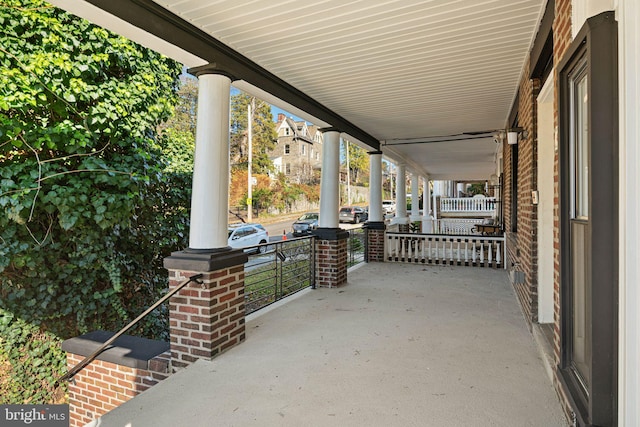 view of patio featuring a porch