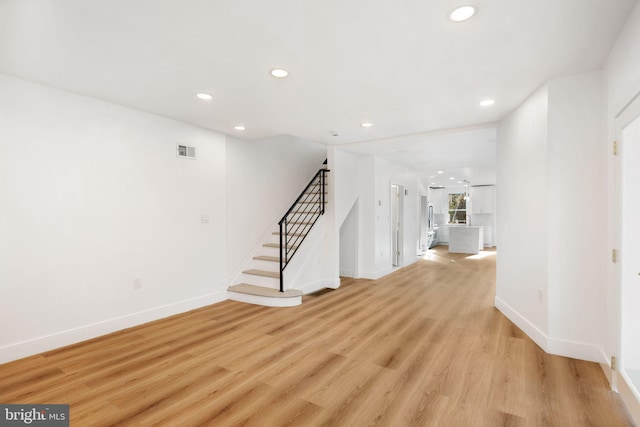 interior space with light hardwood / wood-style flooring