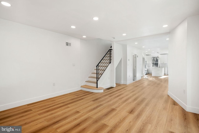 unfurnished living room featuring light hardwood / wood-style flooring