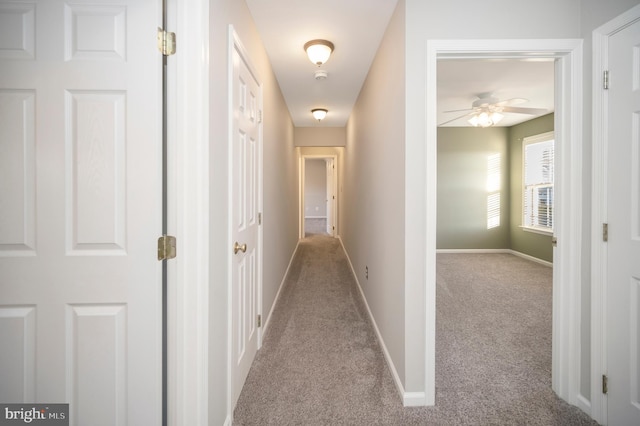 corridor with light carpet