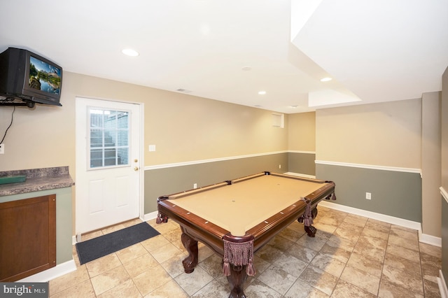 game room featuring billiards