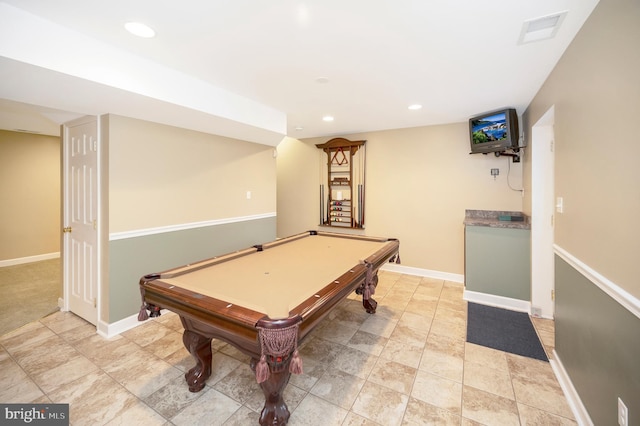 game room with pool table