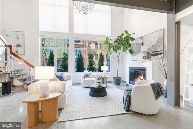 living room featuring concrete flooring