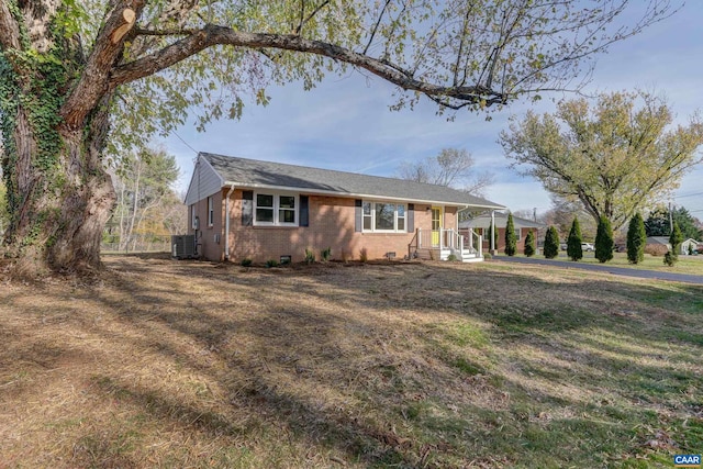 single story home with central AC unit