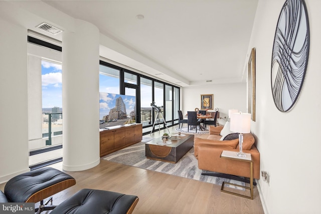 living room featuring hardwood / wood-style flooring