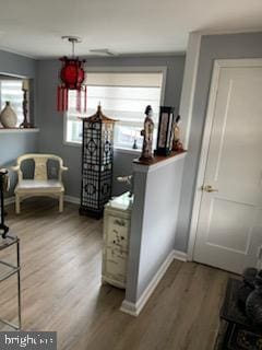 sitting room featuring hardwood / wood-style flooring