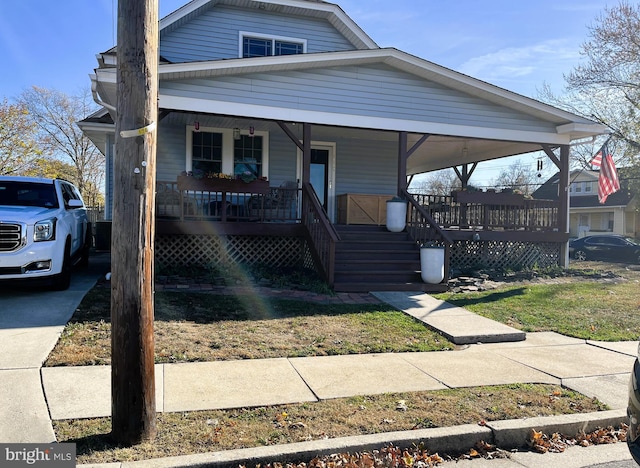 view of front of home featuring covered porch