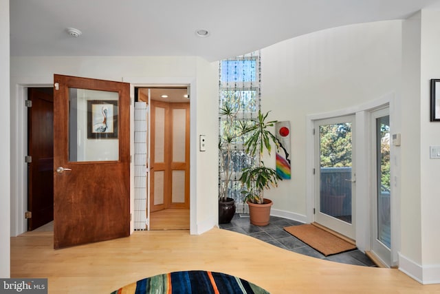 foyer featuring dark wood-type flooring