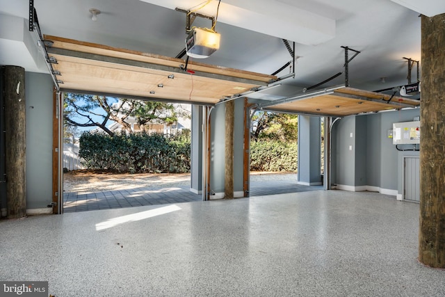 garage with a garage door opener