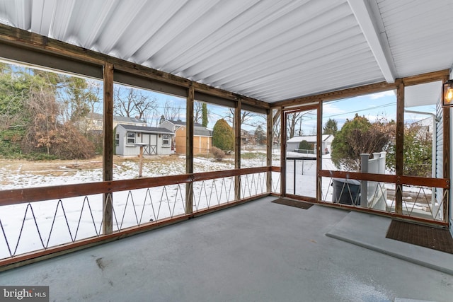 view of unfurnished sunroom