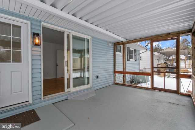 view of unfurnished sunroom