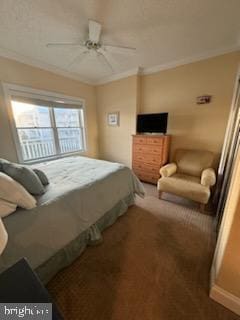 18 41st St Unit 304, Ocean City, MD 21842 - bedroom with crown molding, carpet, and ceiling fan