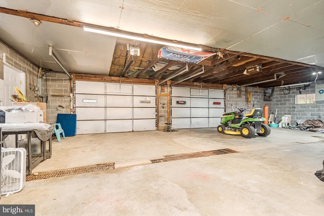 garage with a garage door opener