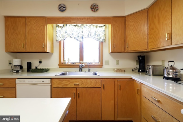 kitchen with white dishwasher and sink