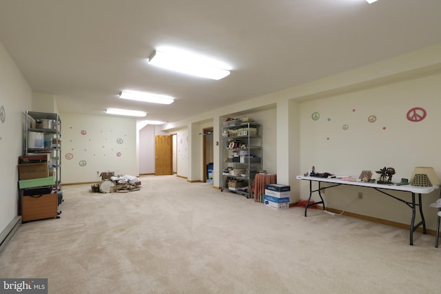 miscellaneous room with light carpet