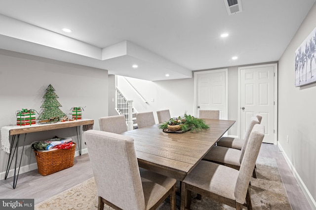 dining area featuring light hardwood / wood-style flooring