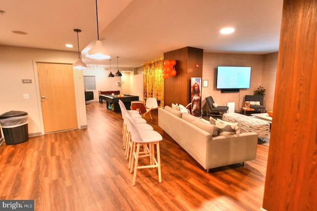 living room with wood-type flooring