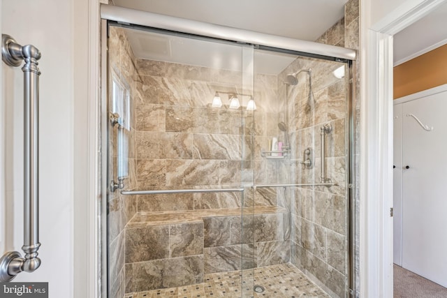 bathroom featuring walk in shower