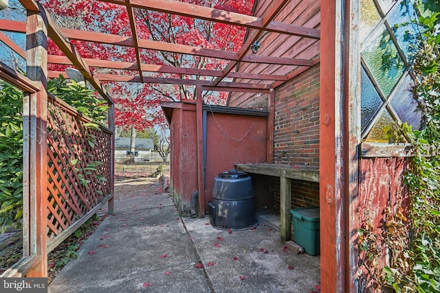 view of patio featuring a pergola