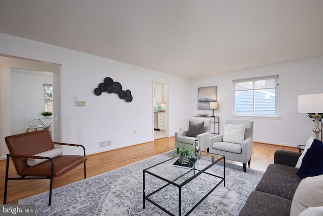 living room featuring light hardwood / wood-style floors