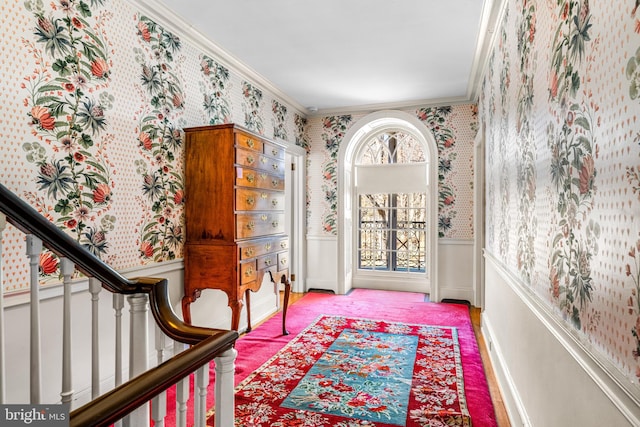 interior space with crown molding