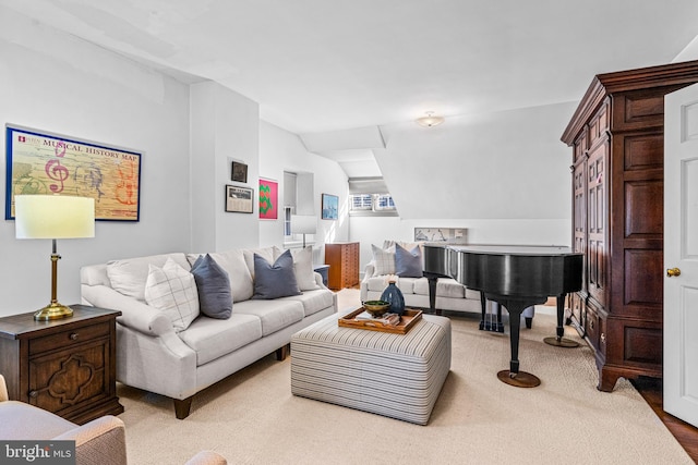 living room with vaulted ceiling