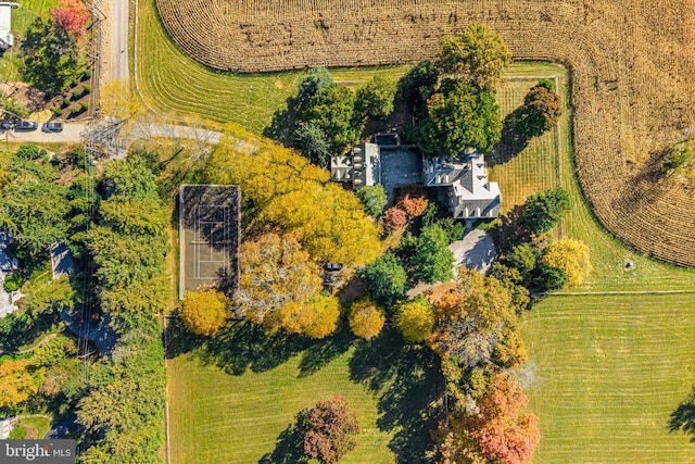 aerial view with a rural view