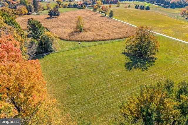 aerial view featuring a rural view