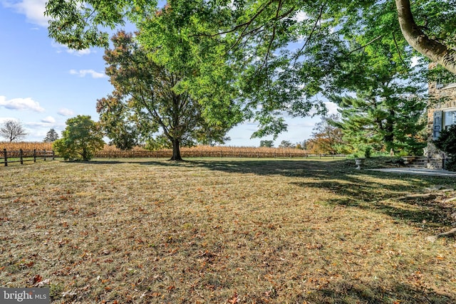 view of yard featuring a rural view