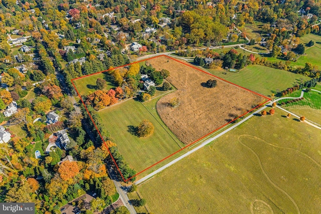 aerial view featuring a rural view