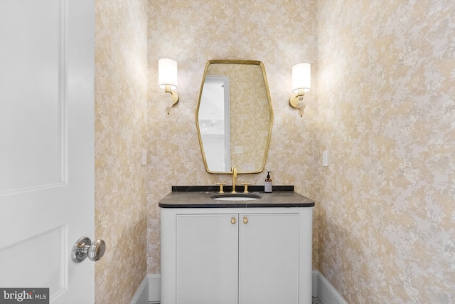 1524 33rd St NW, Washington, DC 20007 - bathroom with wallpapered walls and vanity