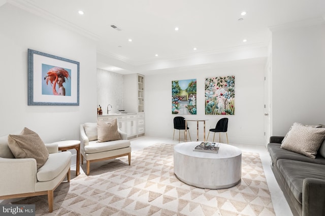 1524 33rd St NW, Washington, DC 20007 - living room with crown molding, recessed lighting, and built in features