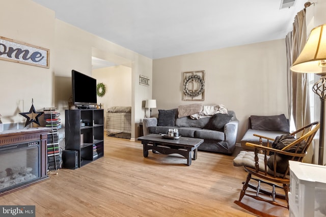 living room featuring light hardwood / wood-style flooring