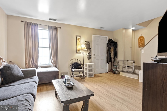 living room featuring light hardwood / wood-style flooring