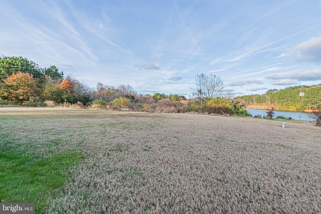 view of yard featuring a water view