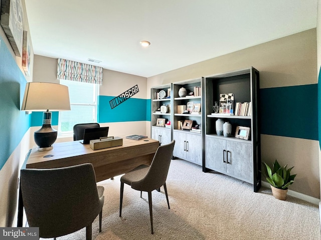 home office featuring carpet floors